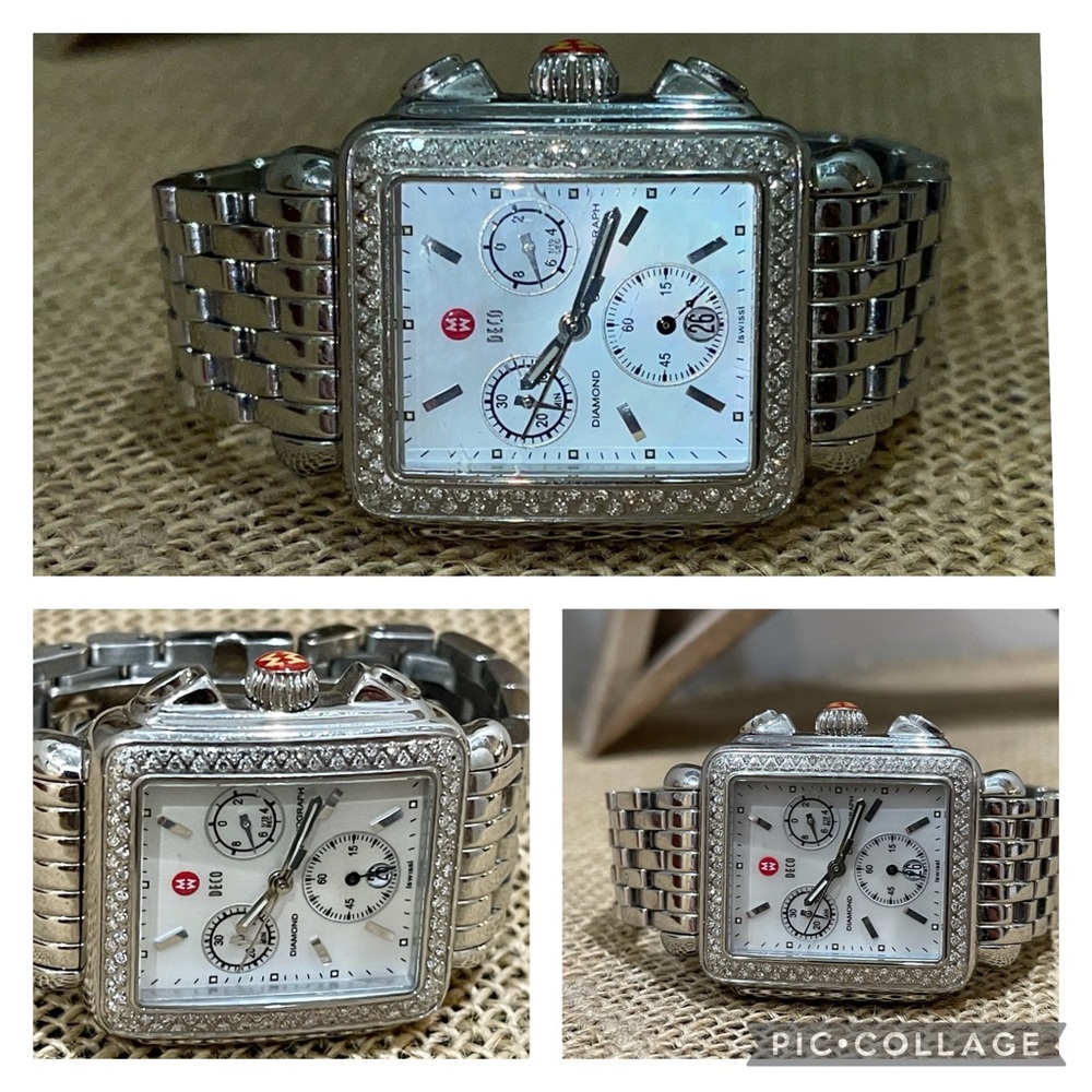 Michele Deco 18 Diamond MOP Bracelet Watch - Picture 3 of 16
